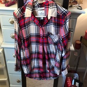 Red white and blue button down